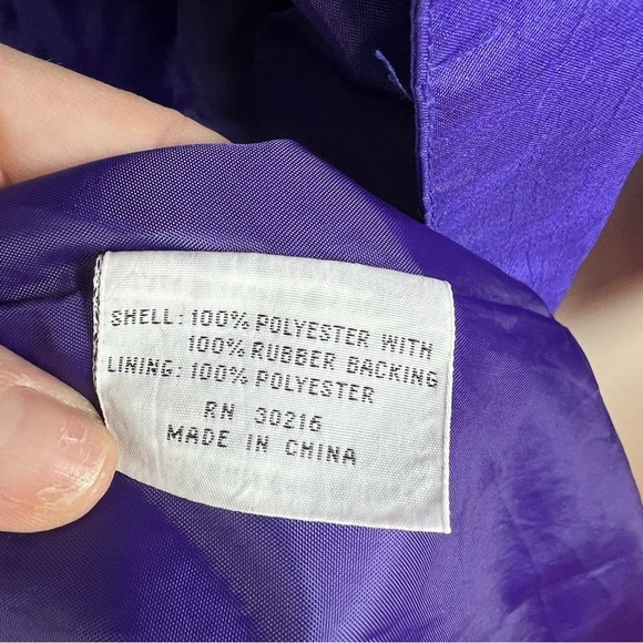 Vintage 80s Deep Purple Iridescent Long Trench Coat Rain Jacket 16 Metallic - Picture 11 of 15